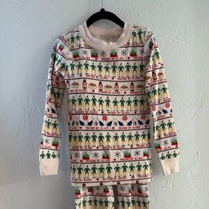 Hanna Andersson Festive Elf Pajama Set - Cream, Green, Red, Yellow